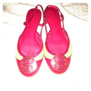 Tory Burch sandals pink and wicker 8.5